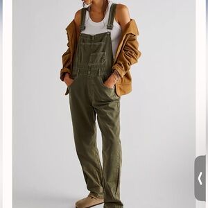 We The Free Ziggy Denim Overalls Size S Olive Green